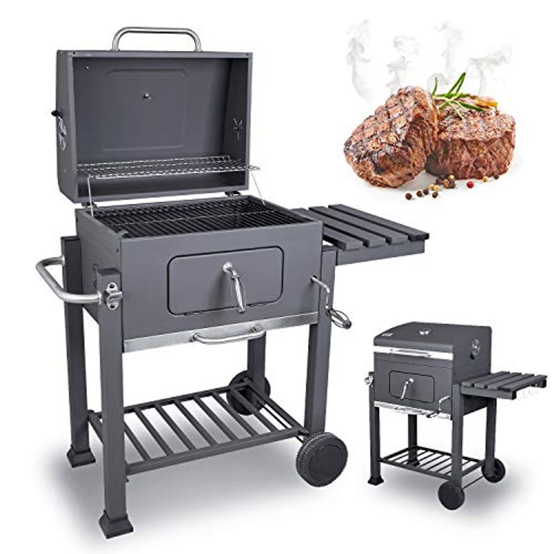 Social DARDARUGA Barbacoa de carbón parrilla XXL barbecue grill con ahumador fumador
