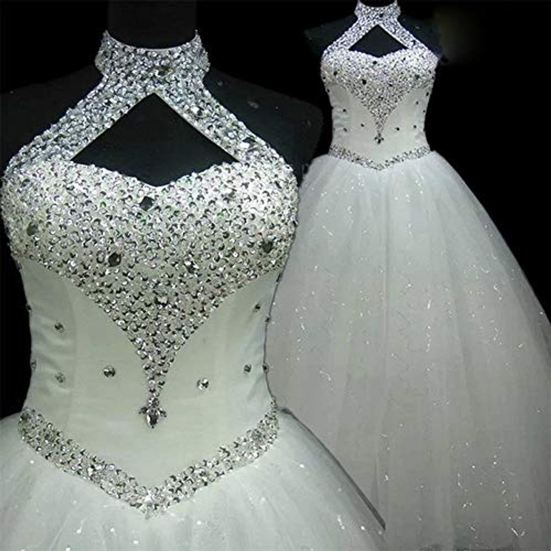 Fashion NO BRAND Vestido de Noiva Crystal Rhinestone retro del baile de novia