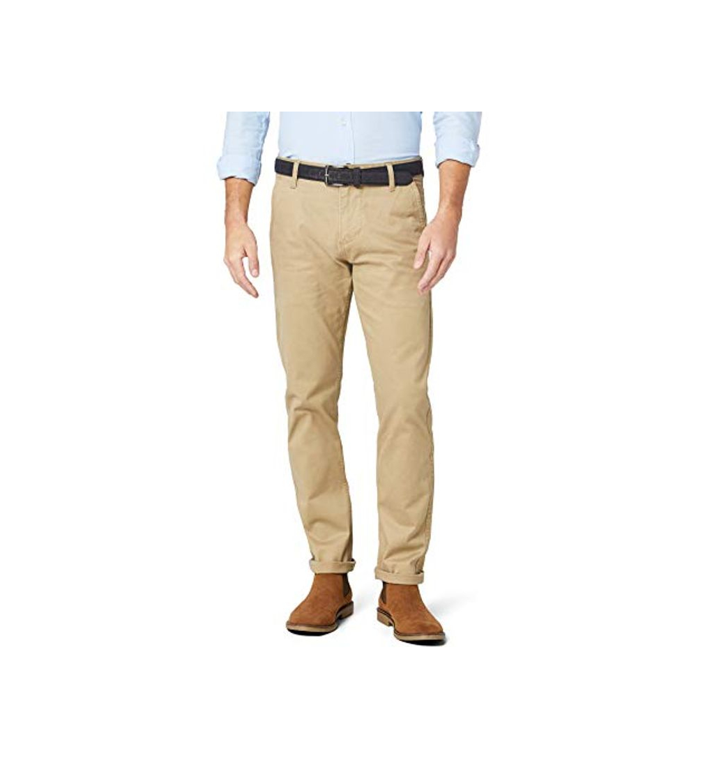 Moda dockers Alpha Original Slim-Stretch Twill Pantalones, Marrón