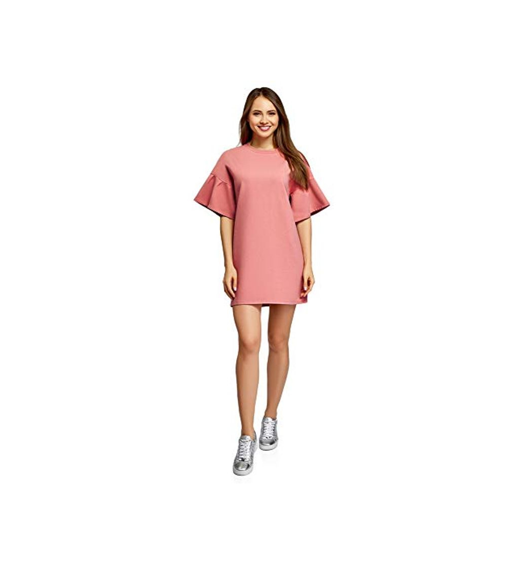 Social Vestido Recto con Volantes en las Mangas