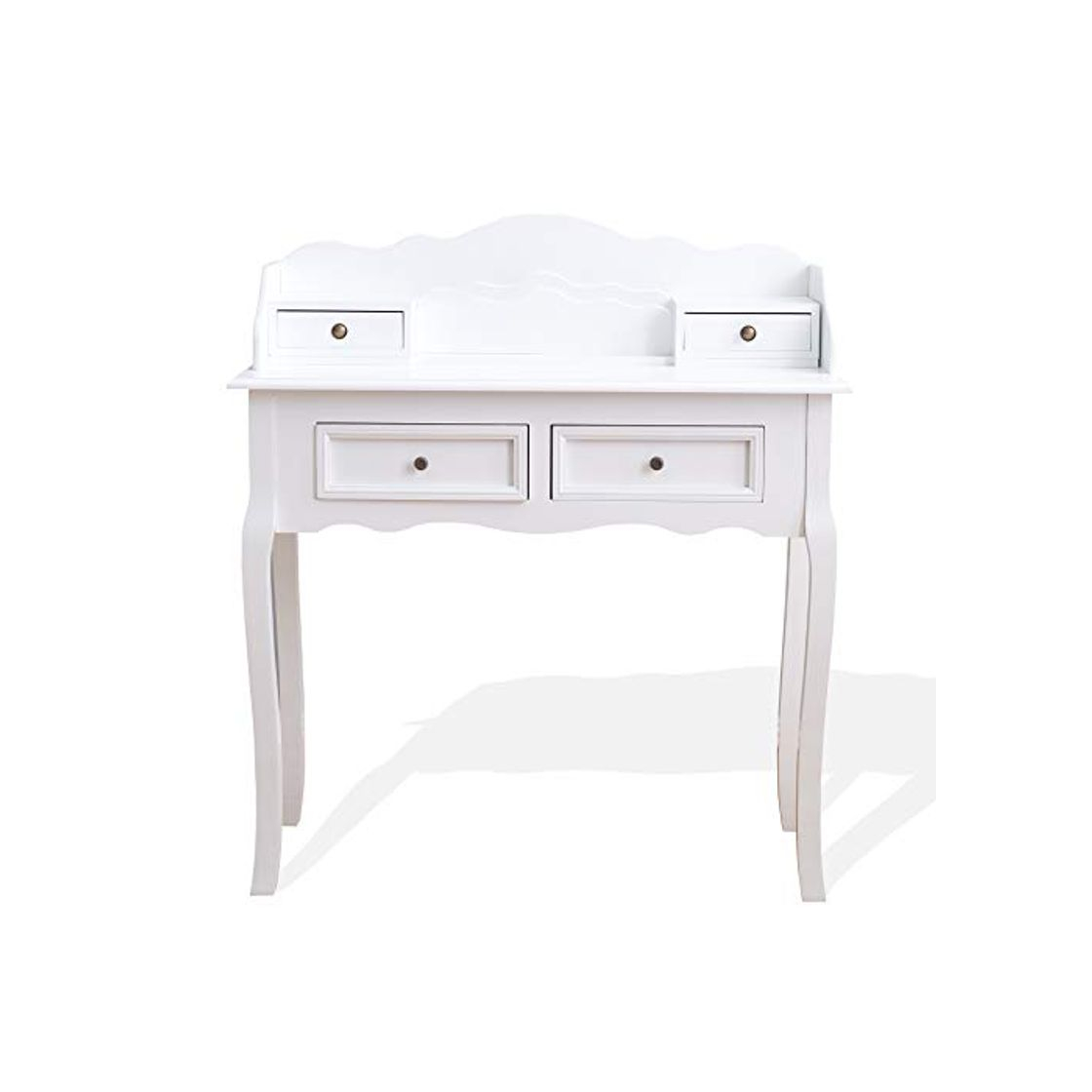 Productos Rebecca Mobili Consola Blanca, Escritorio clásico, 4 cajones, Madera Paulownia MDF, para