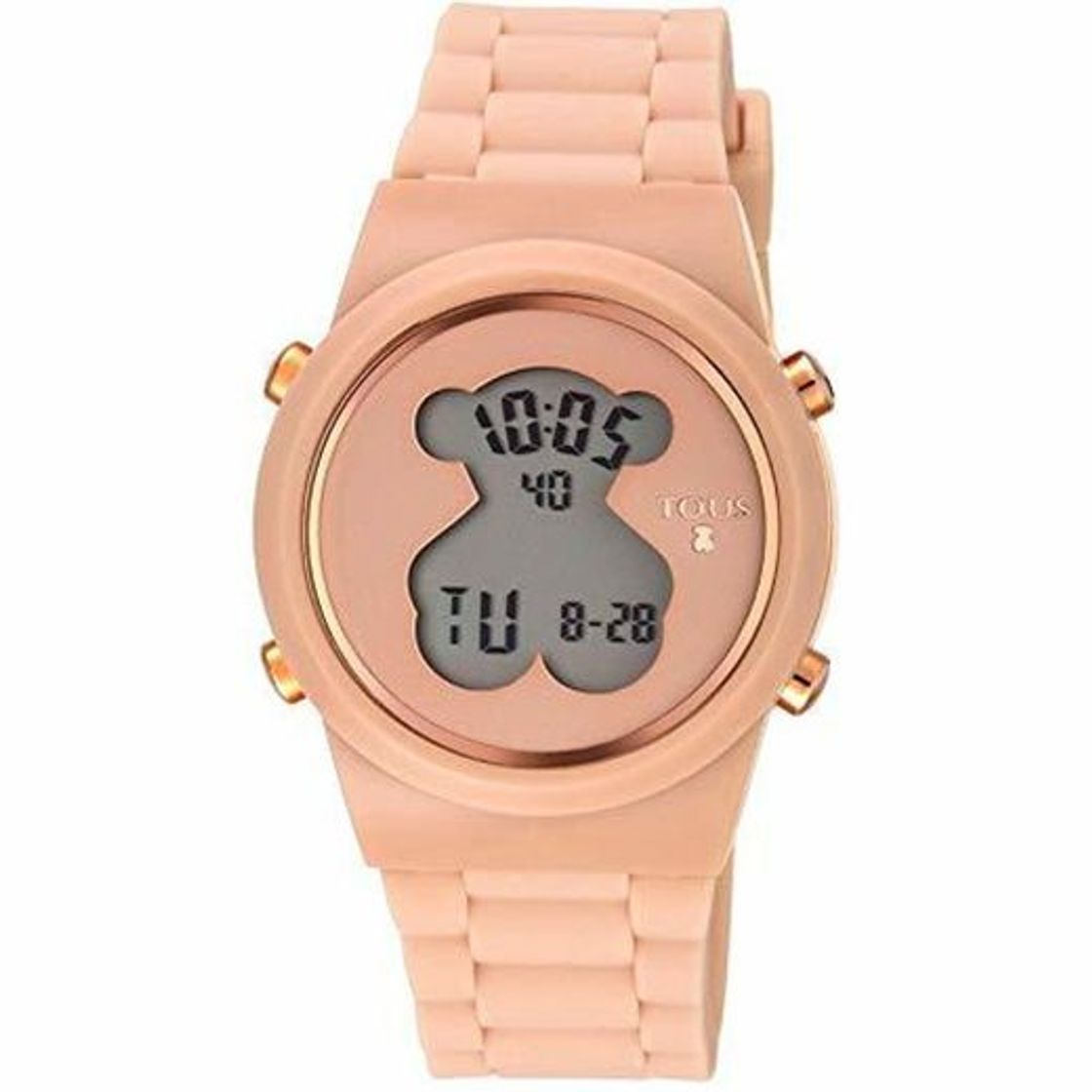 Social Reloj tous digital D-Bear de acero IP rosado con correa de Silicona