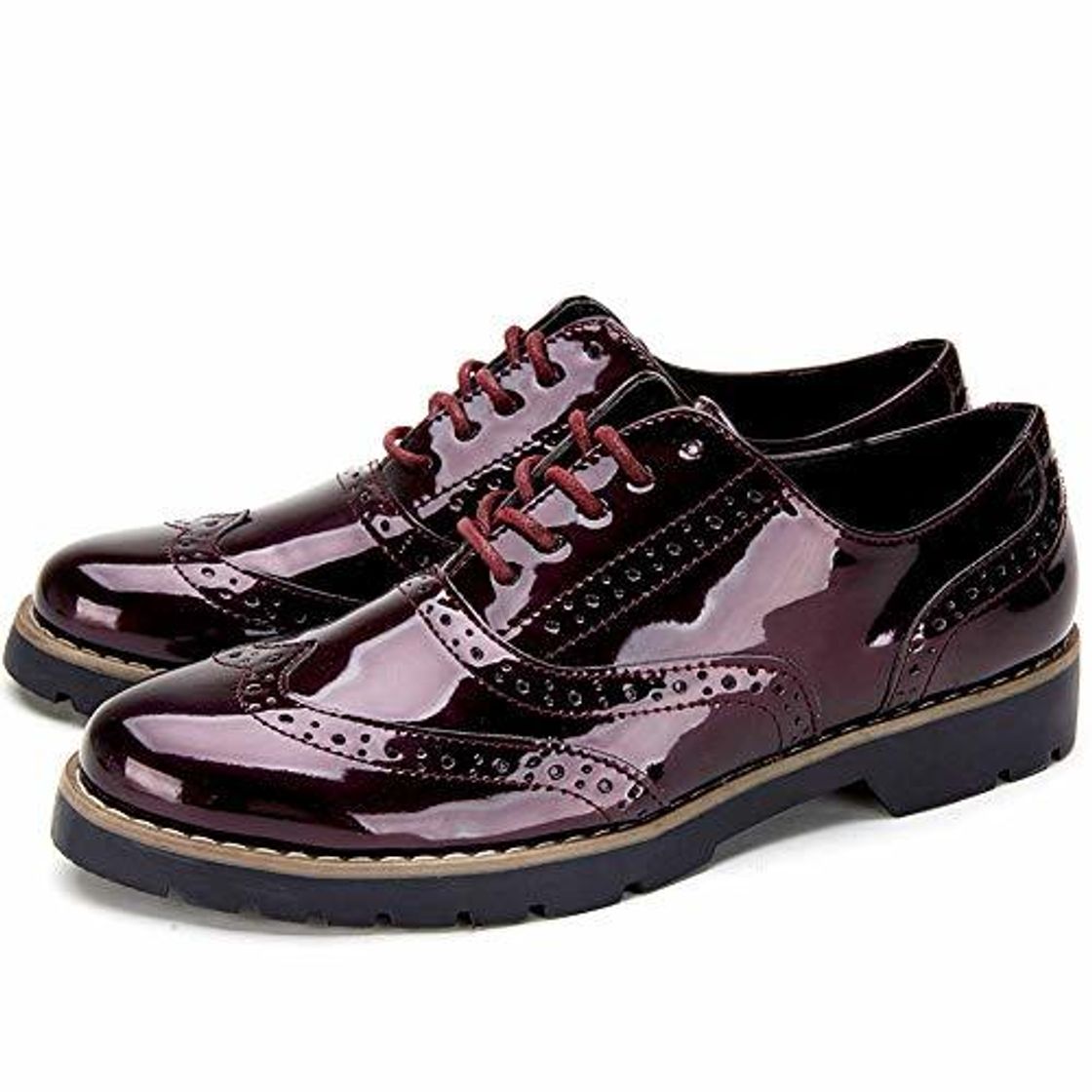 Social Zapatos de Cordones Oxford Derby para Mujer - Zapatos Brogue Mujer Negro
