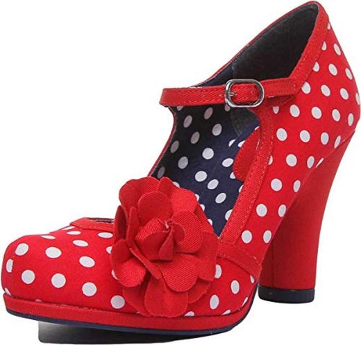 Ruby Shoo Hannah Red Polka Dot Retro Rockabilly Style Shoes UK 4