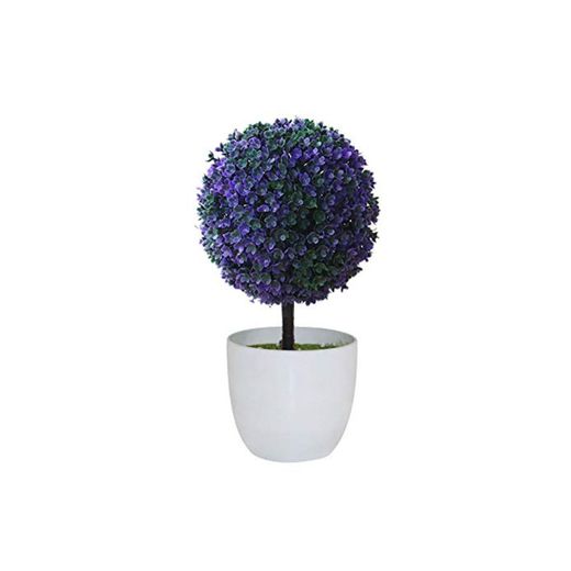 ypypiaol Topiario Bola Artificial Adorno Forma Adorno Bonsai Plantas Falsa Decoración Del Hogar púrpura