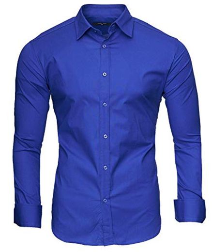 Kayhan Uni Hombre Camisa Slim fit, Blue