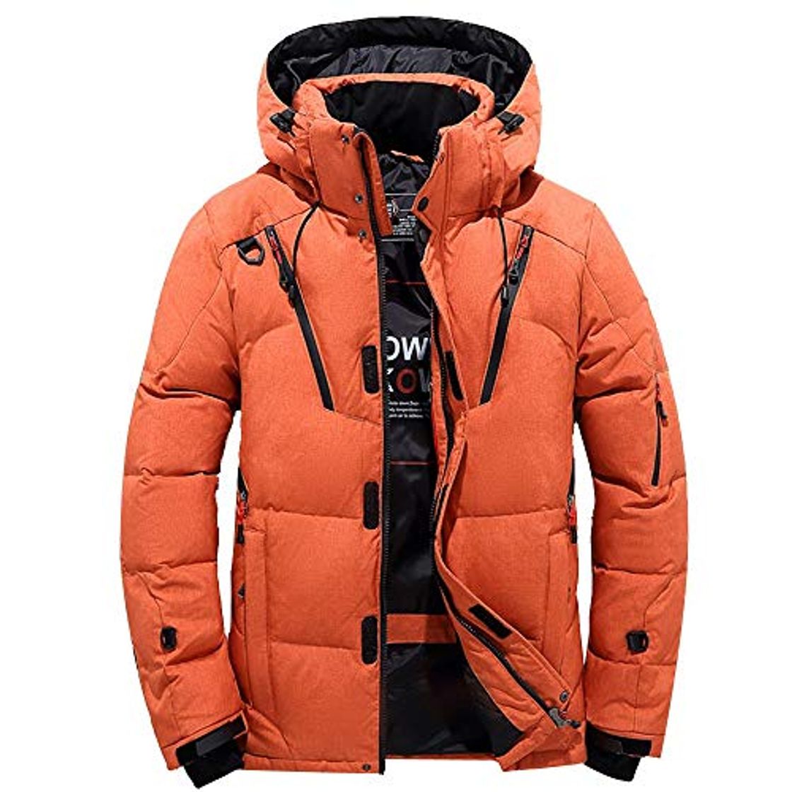Social riou Hombre Gruesos Pato Blanco Abajo Chaqueta Invierno cálido Manga Gruesa Manga Larga con Capucha Abrigo Cremallera Tamaño Grande M~XXXXL