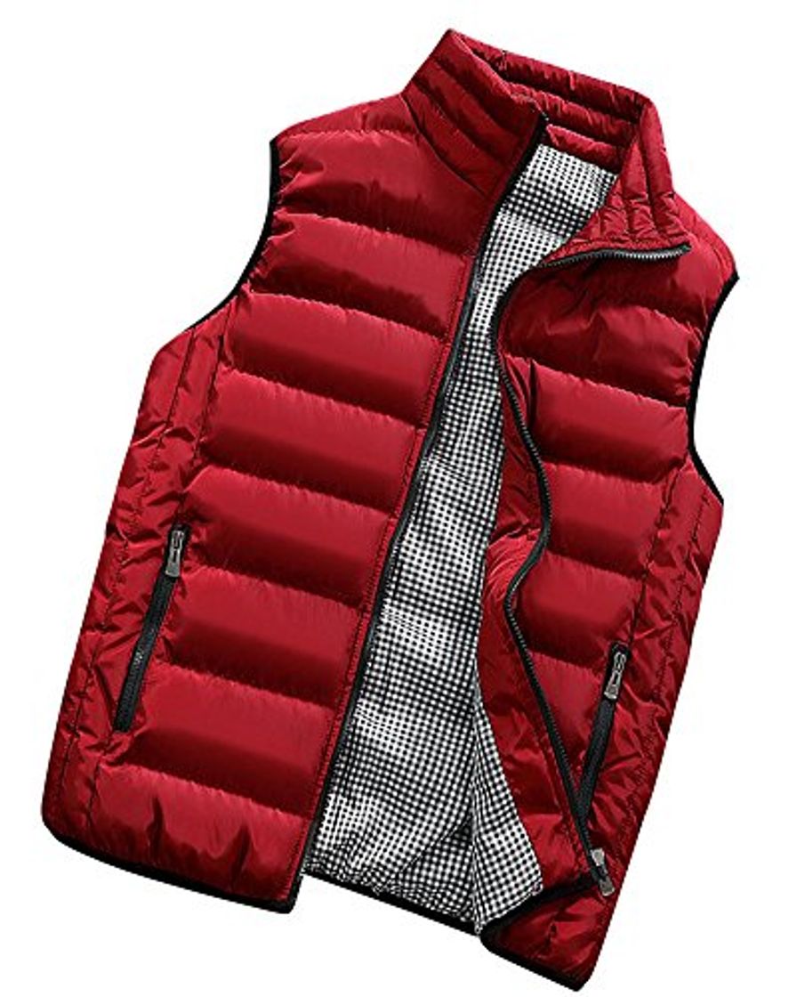 Social Hombre Invierno Calor Chalecos Sin Mangas De Plumas Chaquetas Acolchado Cazadoras Rojo