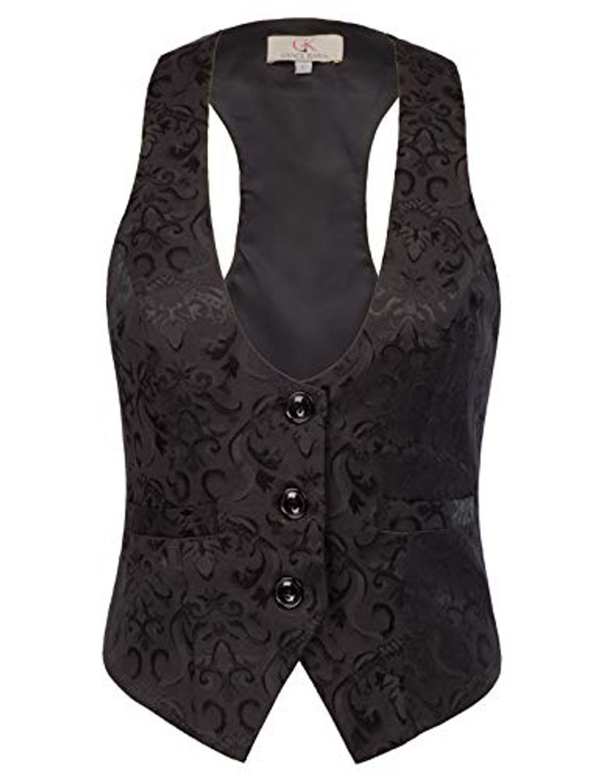 Producto GRACE KARIN Chaleco Victoriano de Jacquard para Mujer Mediano Steampunk Negro XL