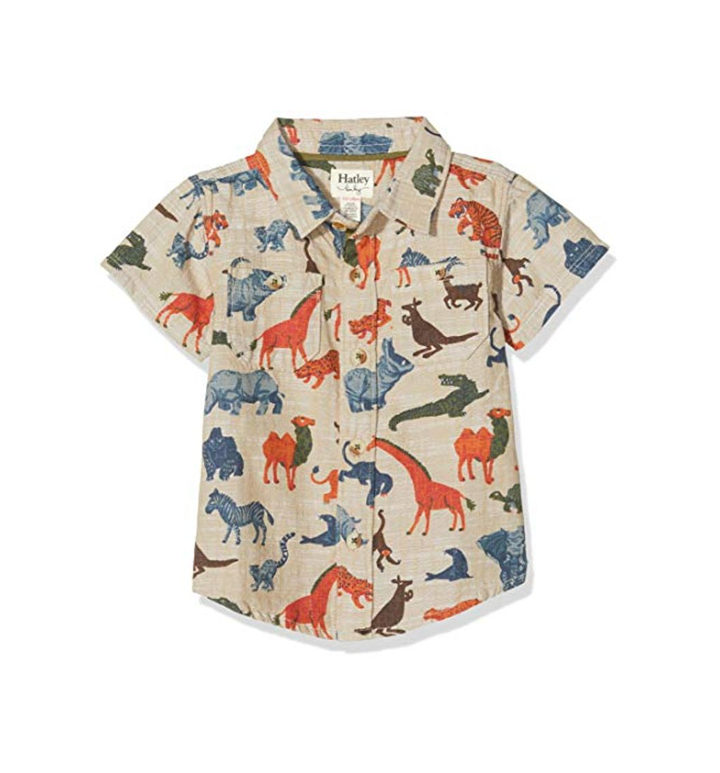 Hatley Short Sleeve Button Down Shirts Camisa, Blanco