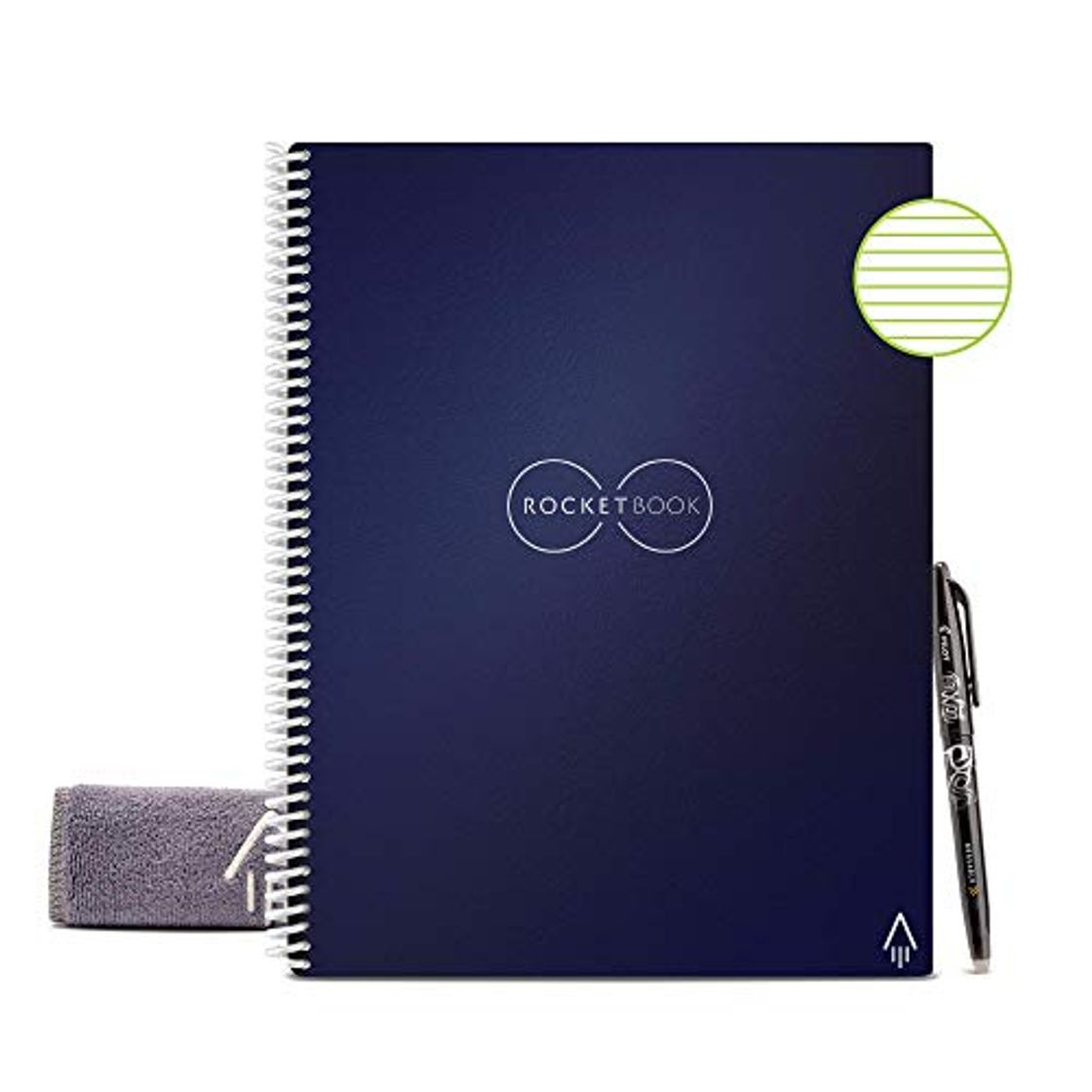 Product Rocketbook Smart - Cuaderno reutilizable con forro ecológico con 1 bolígrafo Pilot