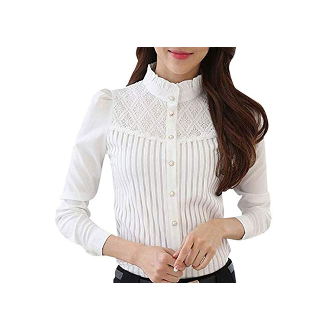 Producto JUTOO 2019 Ropa de Mujer Camisa Abotonada de Gasa Plisada con Cuello