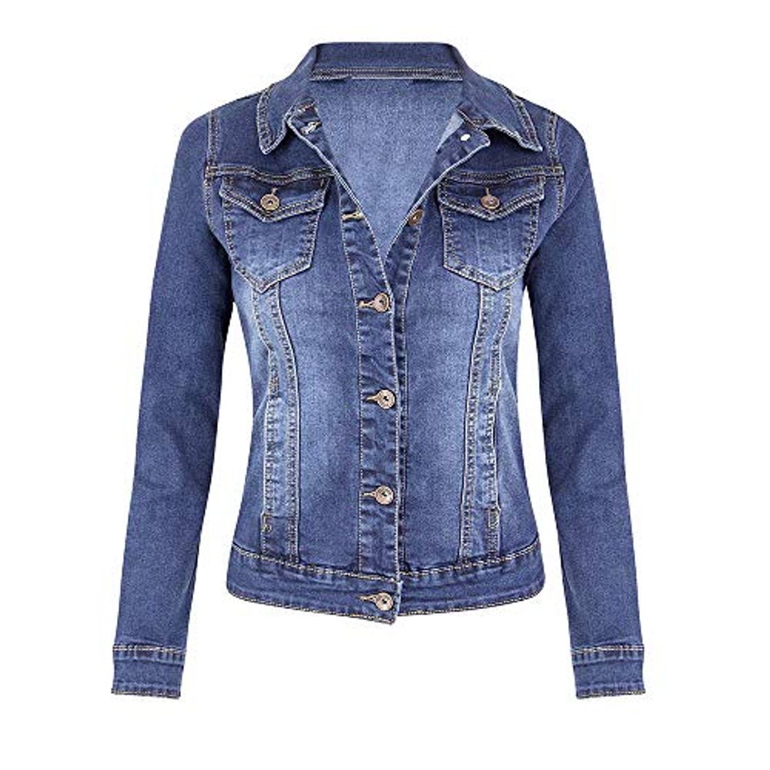 Lugar Luckycat Mujer Calle Estilo Cazadora Denim Casual Chaqueta Vaquera De Manga Larga