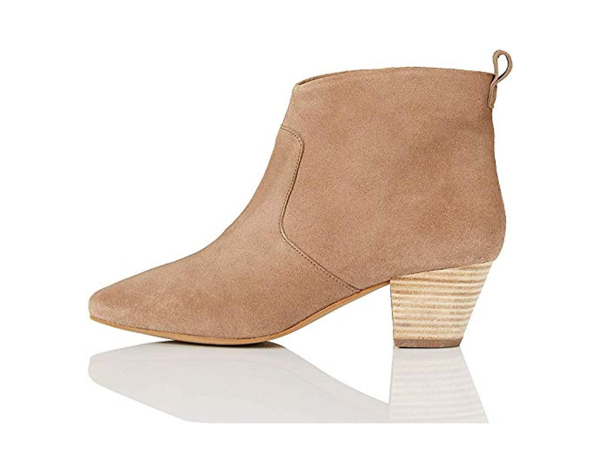 Fashion find. Botín de Ante con Tacón Western Mujer, Beige