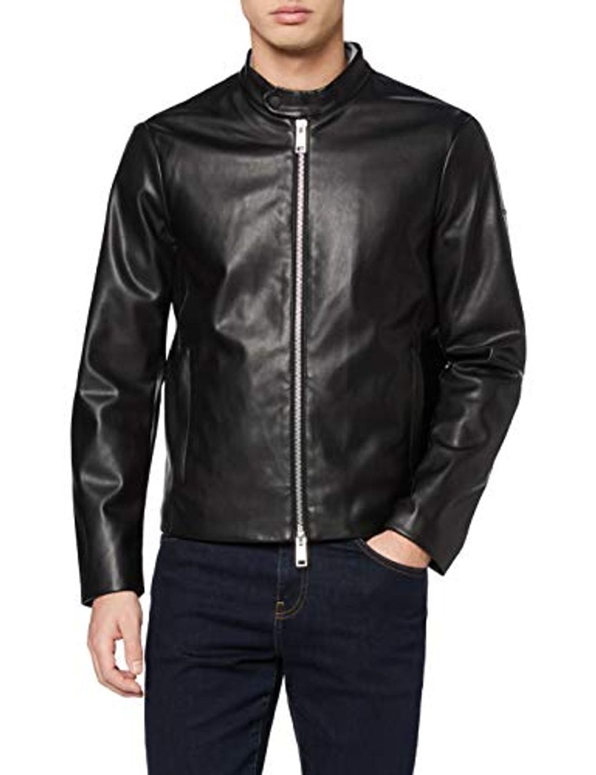 Moda Armani Exchange Eco-Leather Blouson Chaqueta bomber, Negro