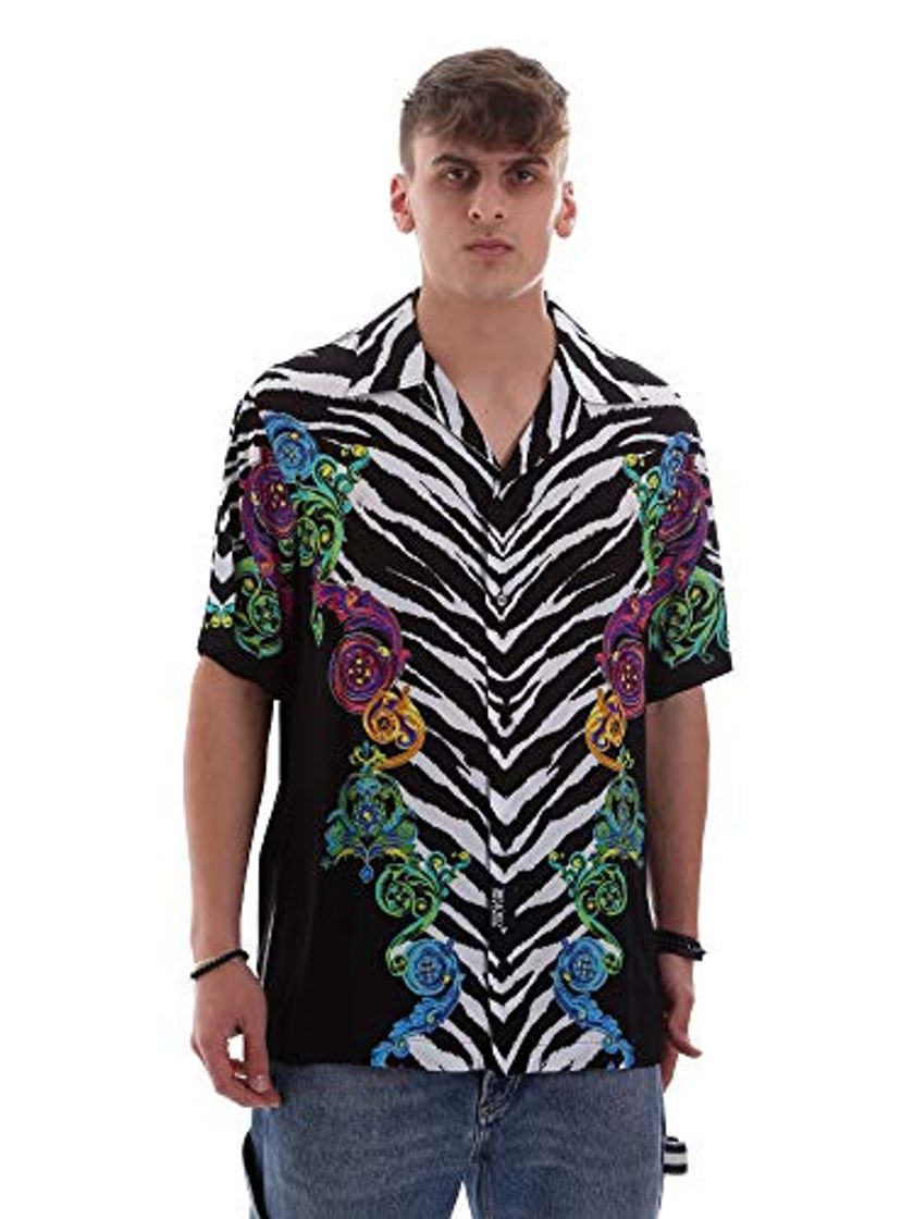 Fashion Versace Jeans Couture Hombre Camisa de Manga Corta Nero 50 EU