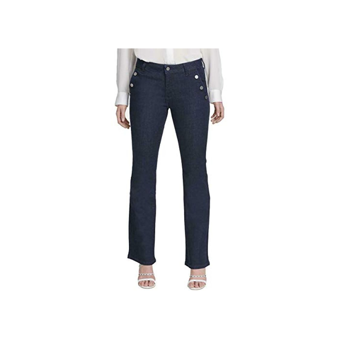 Moda DKNY Womens Sailor Denim High Rise Flare Jeans