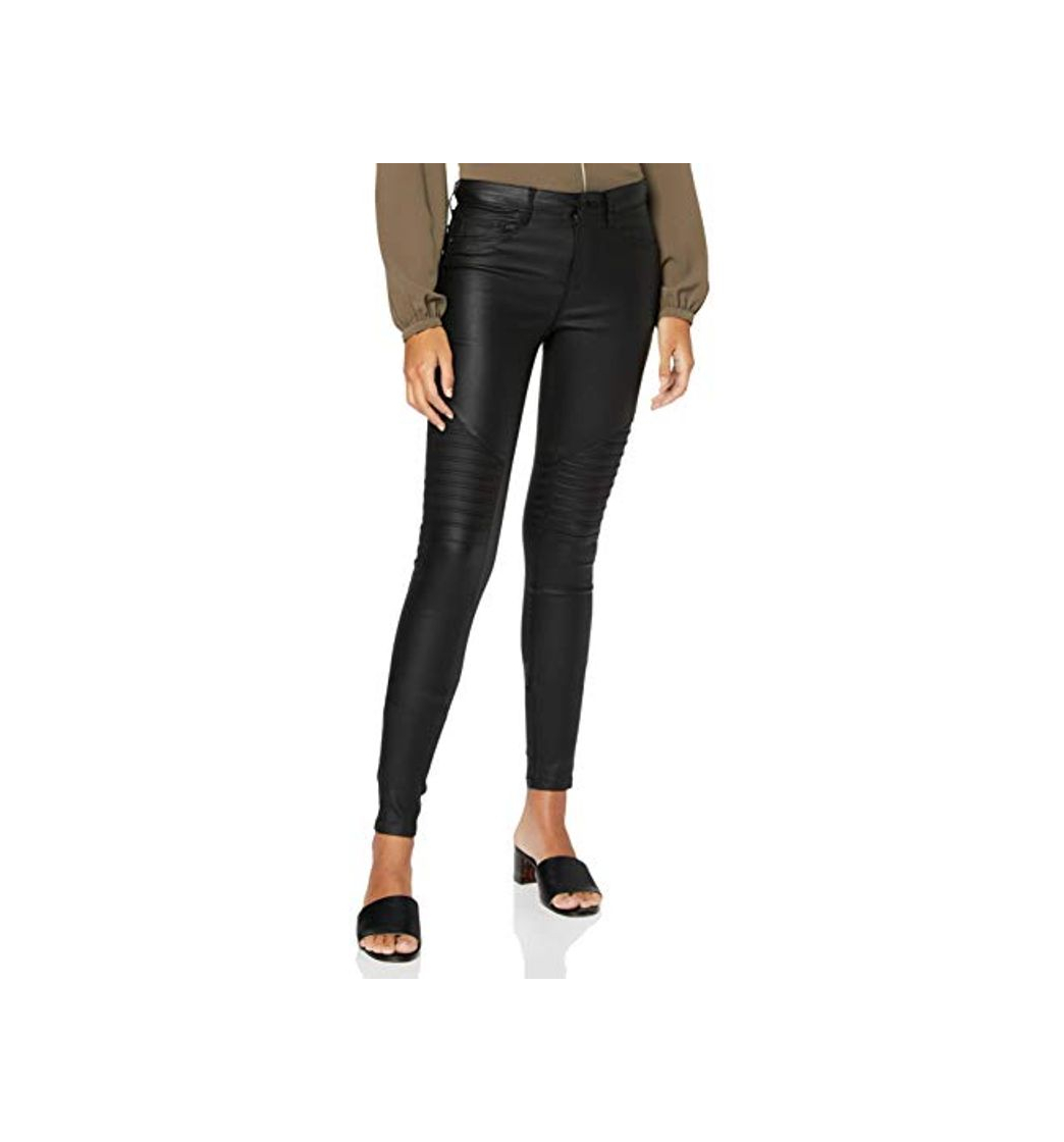 Moda ONLY onlNEW ROYAL REG SK. BIKER COATED NOOS, Pantalones Mujer, Negro