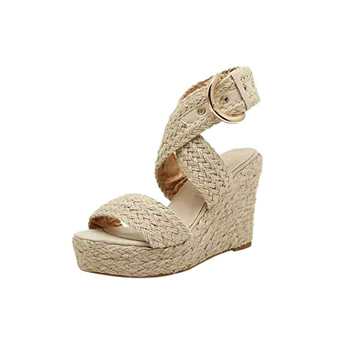 Moda ZARLLE Sandalias Mujer Cuña Alpargatas Plataforma Moda Casual Tamaño Grande Hebilla Cuñas Sandalias Zapatos Bohemias Romanas Flip Flop Playa Gladiador Verano Tacon