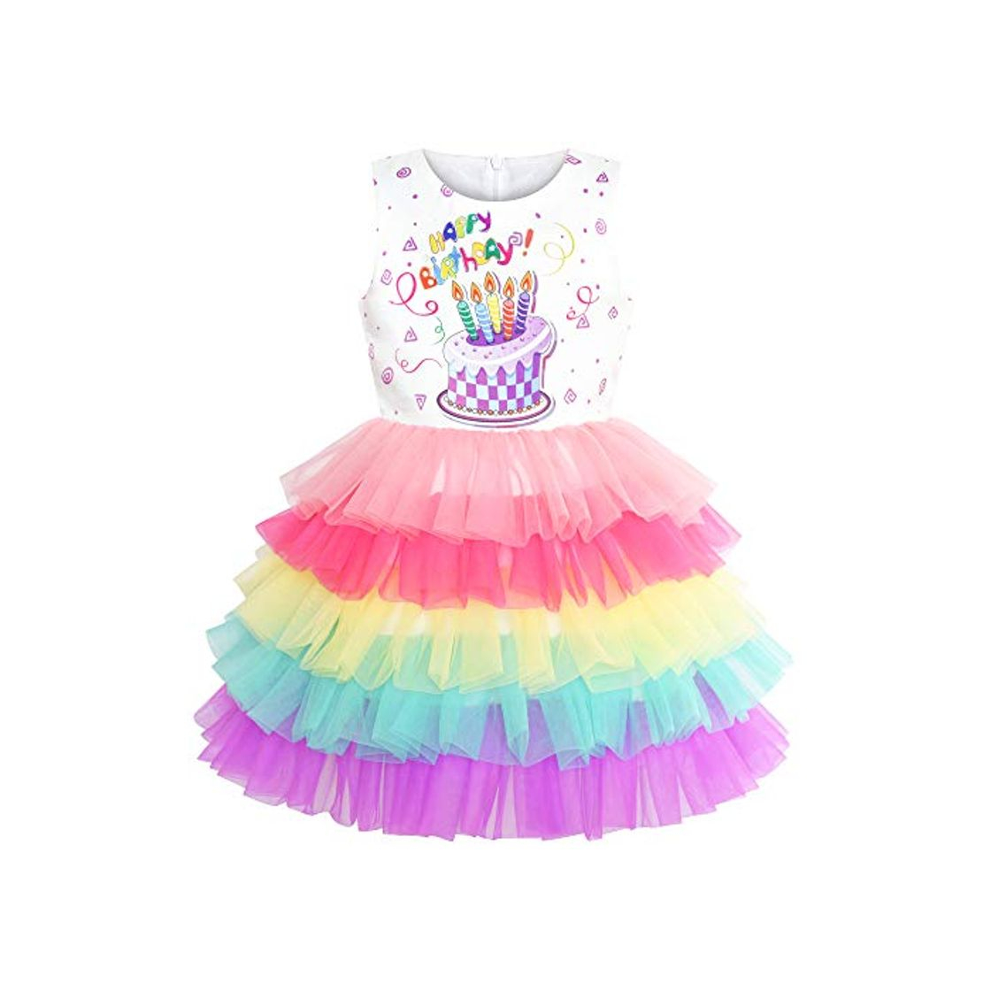 Product Sunny Fashion Vestido para niña Cumpleaños Princesa Arco Iris Pastel Globo 4 años