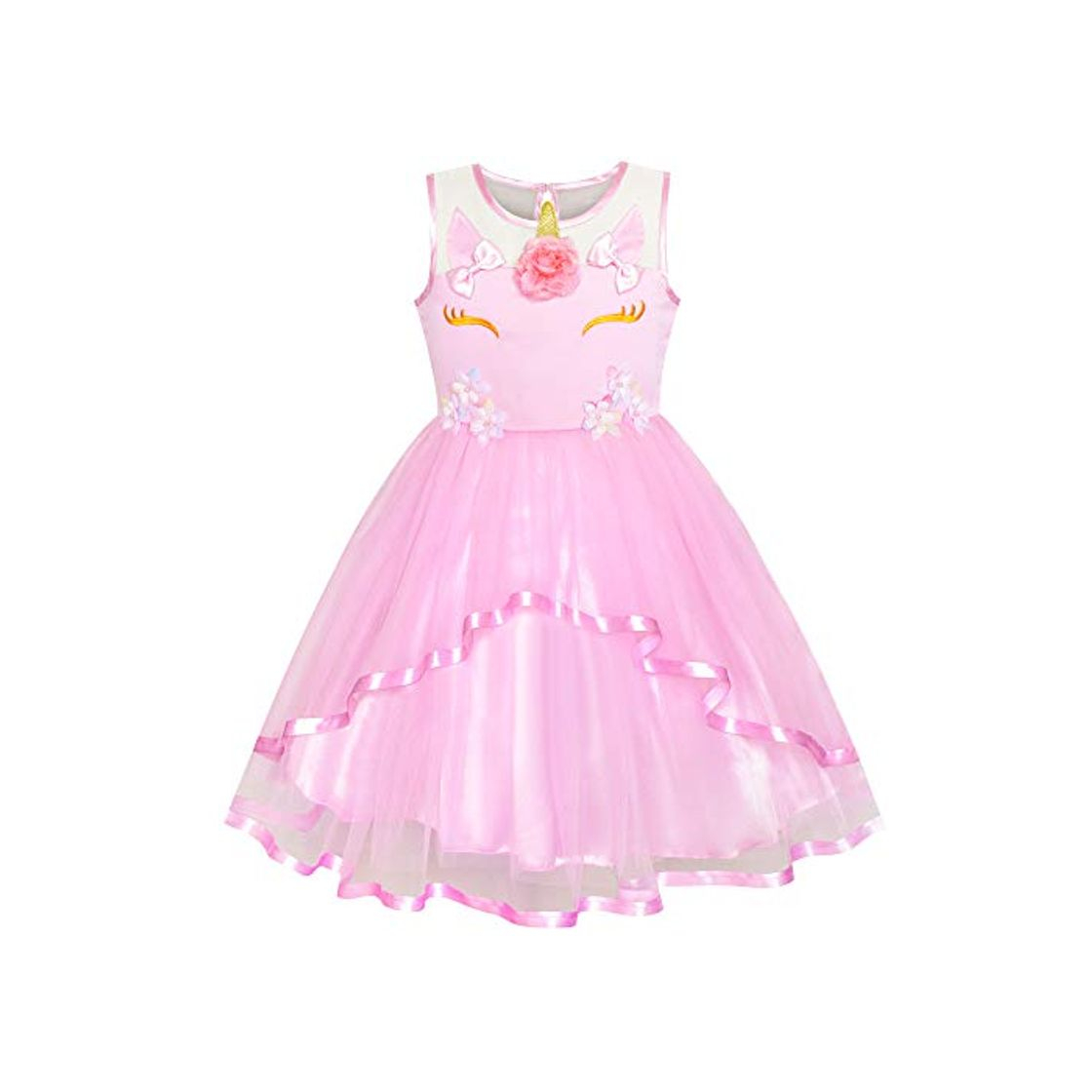 Product Sunny Fashion Vestido para niña Unicornio Fiesta Rosa Tul Princesa Fiesta 10 años