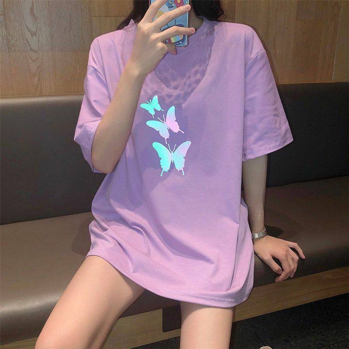 Moda Butterfly Print Short-Sleeve T-Shirt