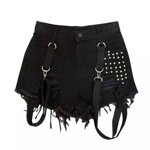 Negro denim Shorts