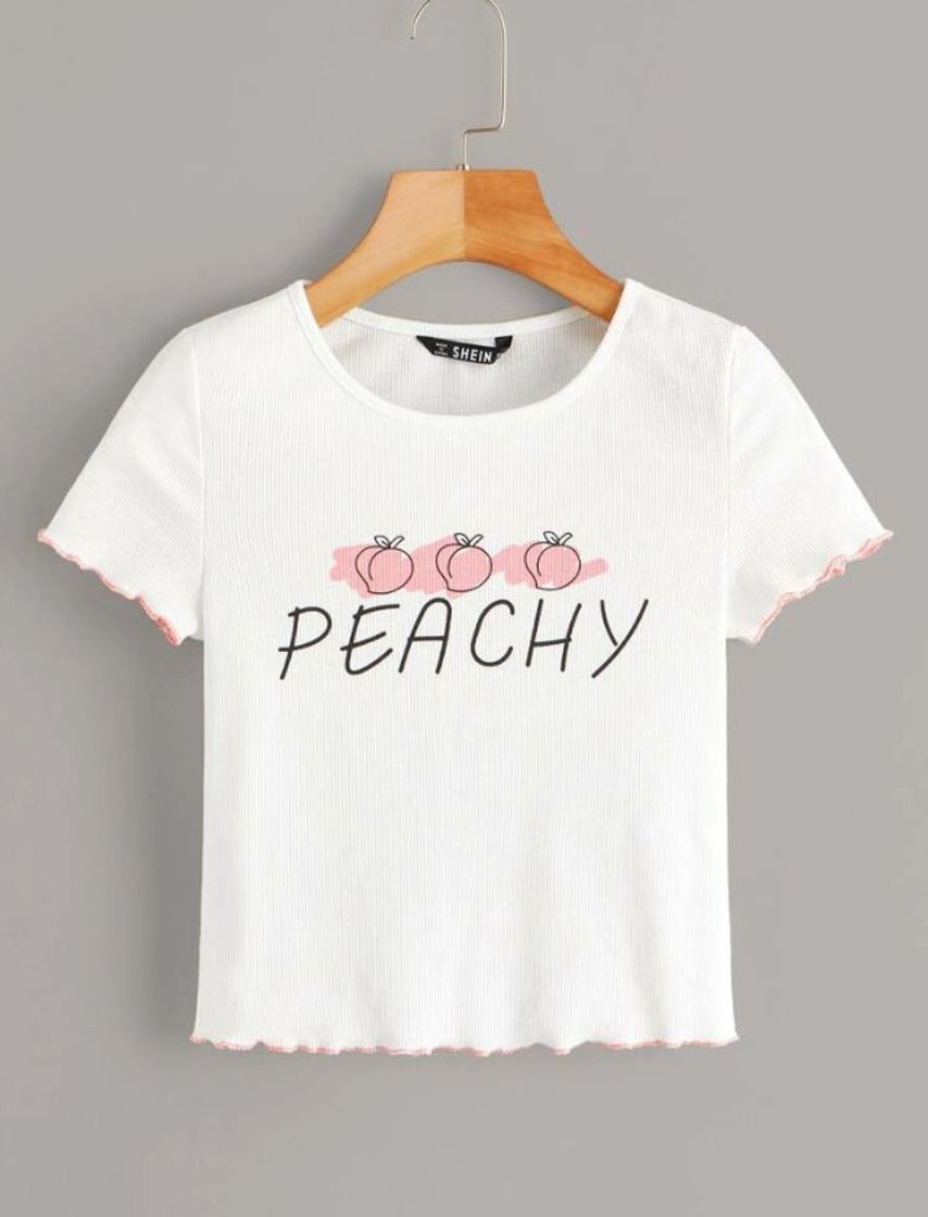 Social Top blanco con estampado “peachy”