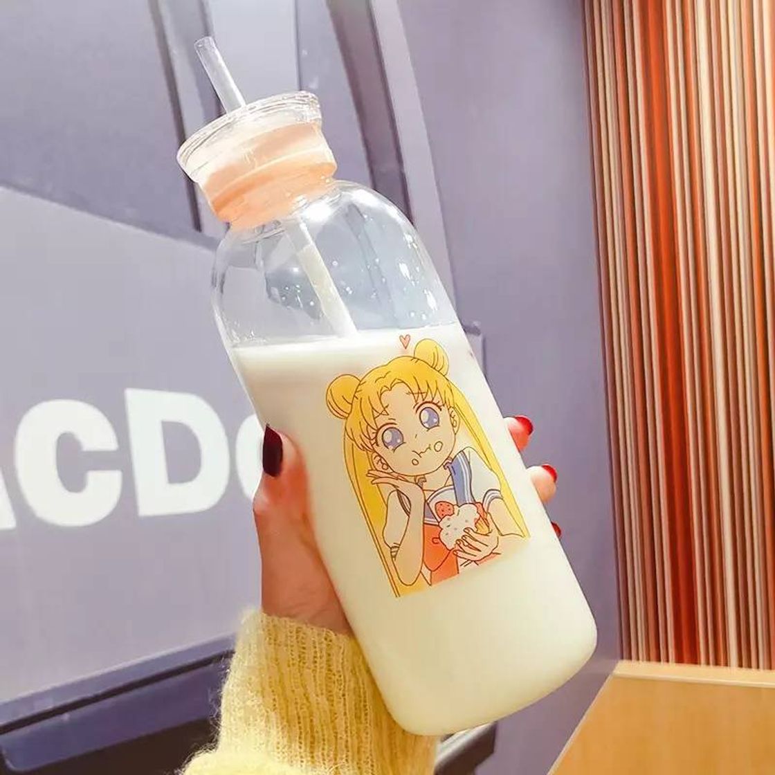 Moda Sailor Moon, botellas de vidrio de silicona