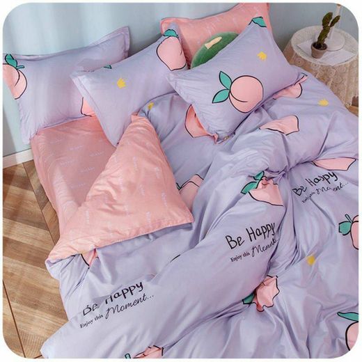 Peach Print Bedding Set