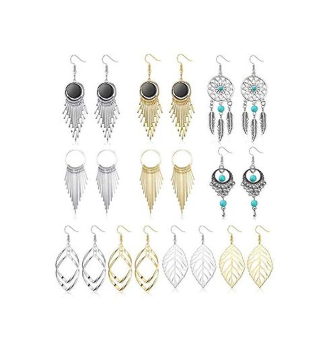 Social YADOCA 10 Pares Moda Borlas Largo Aretes Para Mujer Boho Pendientes Vintage Pluma de la Joyería