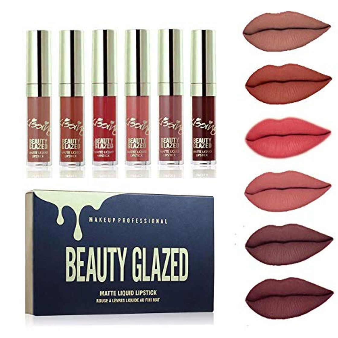 Social Beauty Glazed 6PCS Sexy Mate Brillo Labial