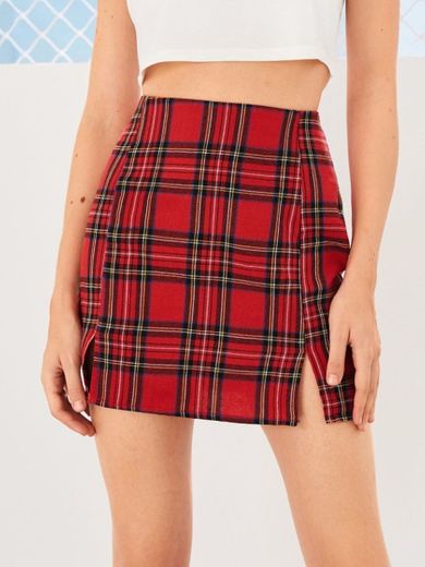 Red and black tartan skirt 