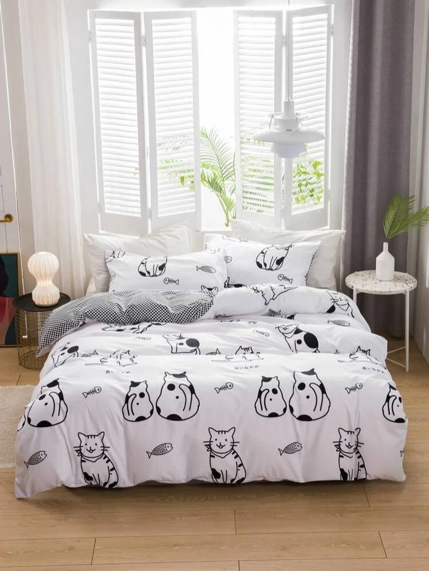 Moda SHEIN-Juego de cama de gato 