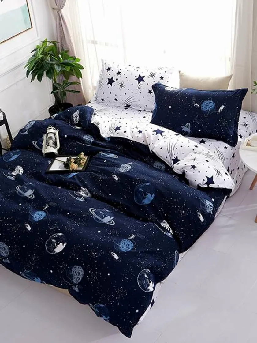 Moda SHEIN-Conjunto de cama de galaxia 