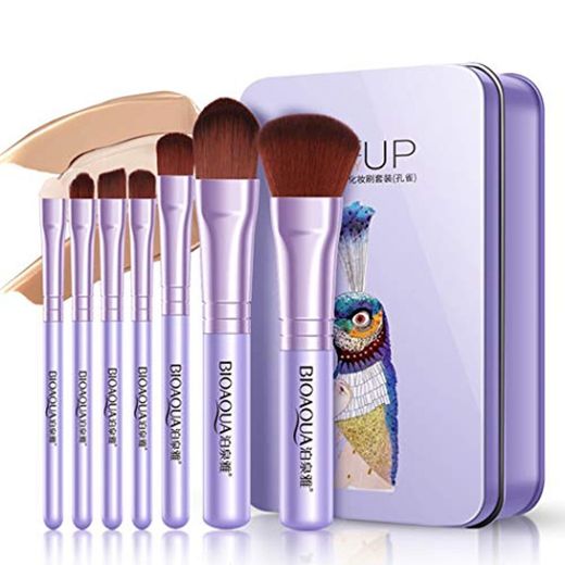 GothicBride Brochas de Maquillaje Morado Elegante 7Piezas Pinceles Maquillaje professional fibra sintética