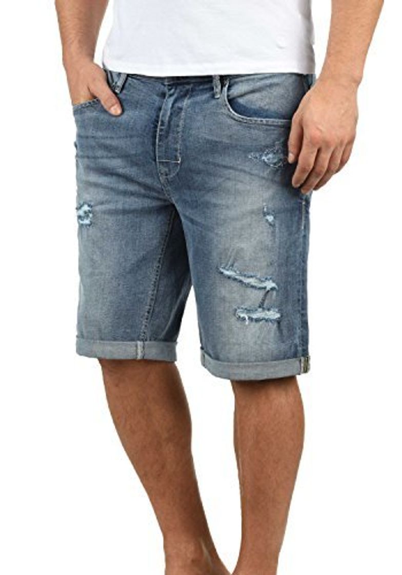 Lugar Blend Deniz Pantalón Corto Vaqueros para Hombre Elástico Regular-Fit, tamaño:M, Color:Denim Lightblue