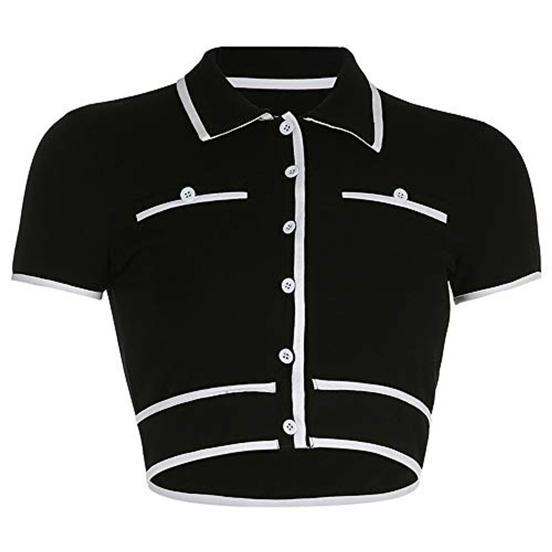 Social Camiseta Corta de Manga Corta gótica con Cuello Vuelto para Mujer Blusas