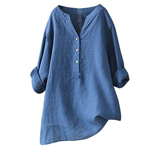 Mujeres Elegantes Camisa de Manga Larga Blusas de Verano y Camisas Casual Sólido Tallas Grandes Cuello en V Moda Suelta Blusa Soporte Blusa Camisa Superior riou