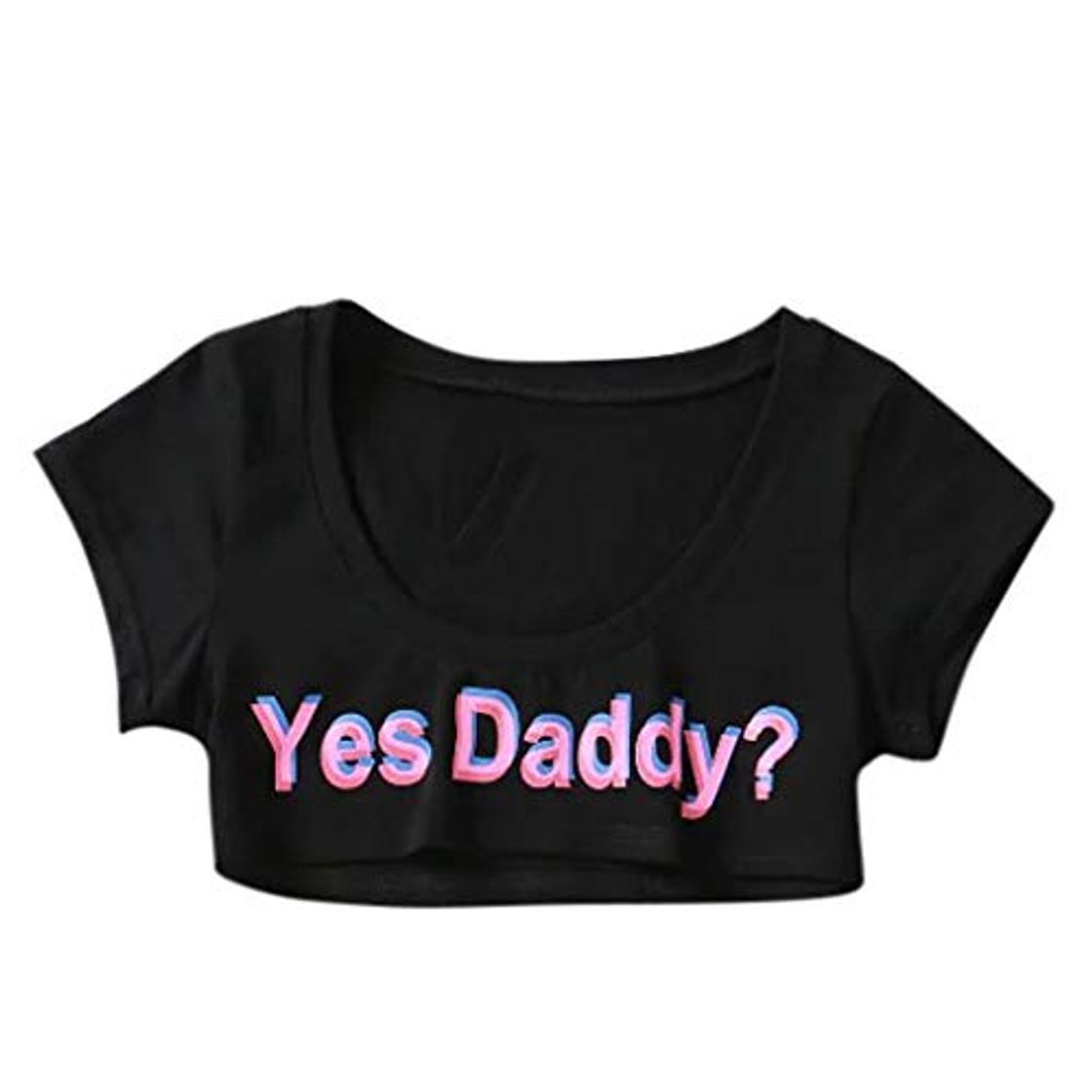 Social Chaleco de Mujer SUNNSEAN Corto Sexy Estampado Letras Yes Daddy Atractivo Sólido Manga Corta Verano Tank Tops Ropa de Interior Deportivo Blusas