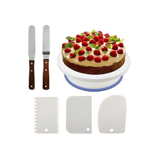 Philonext 10.8 '' Plato Giratorio para Tartas, 3Pcs Peines de repostería para