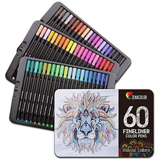 60 rotuladores punta fina Zenacolor - 60 colores únicos - Bolígrafo fineliner