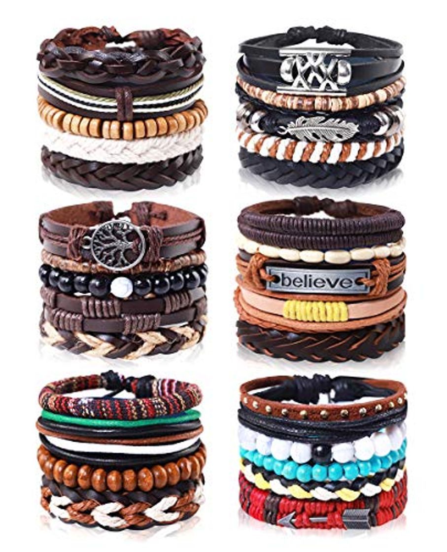 Social 29 Piezas Cuero Pulseras Árbol de la Vida para Hombres Mujer Trenzado