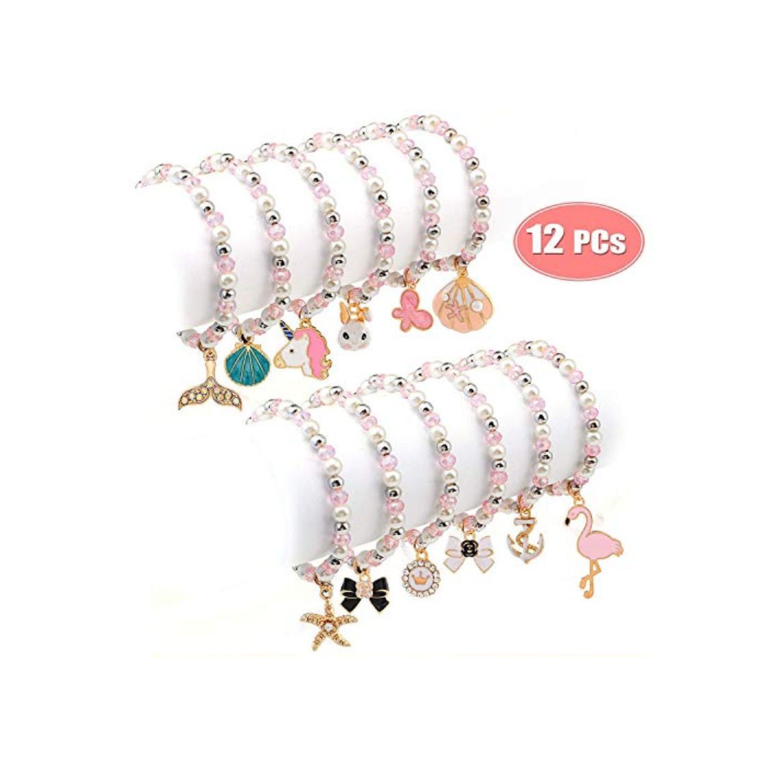 Producto Tacobear 12 Piezas Pulseras Amistad Pulsera Niña Pulsera Unicornio Cristal Perlas Animales