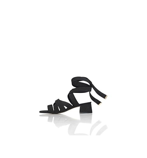 find. Sandalias de Tiras Atadas al Tobillo para Mujer, Negro