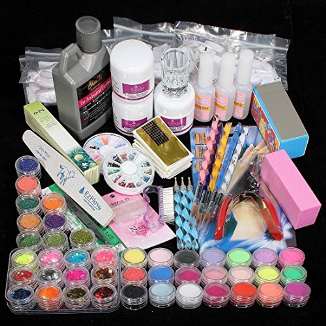 Beauty vasyle Juego completo acrílico polvo UV Gel Kit de punta de pincel lámpara de luz UV NAIL ART DIY Kit de manicura con uñas de pato 