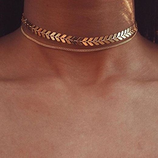 kercisbeauty Simple Chevron flecha Fish Bone plata gargantilla collar para las mujeres