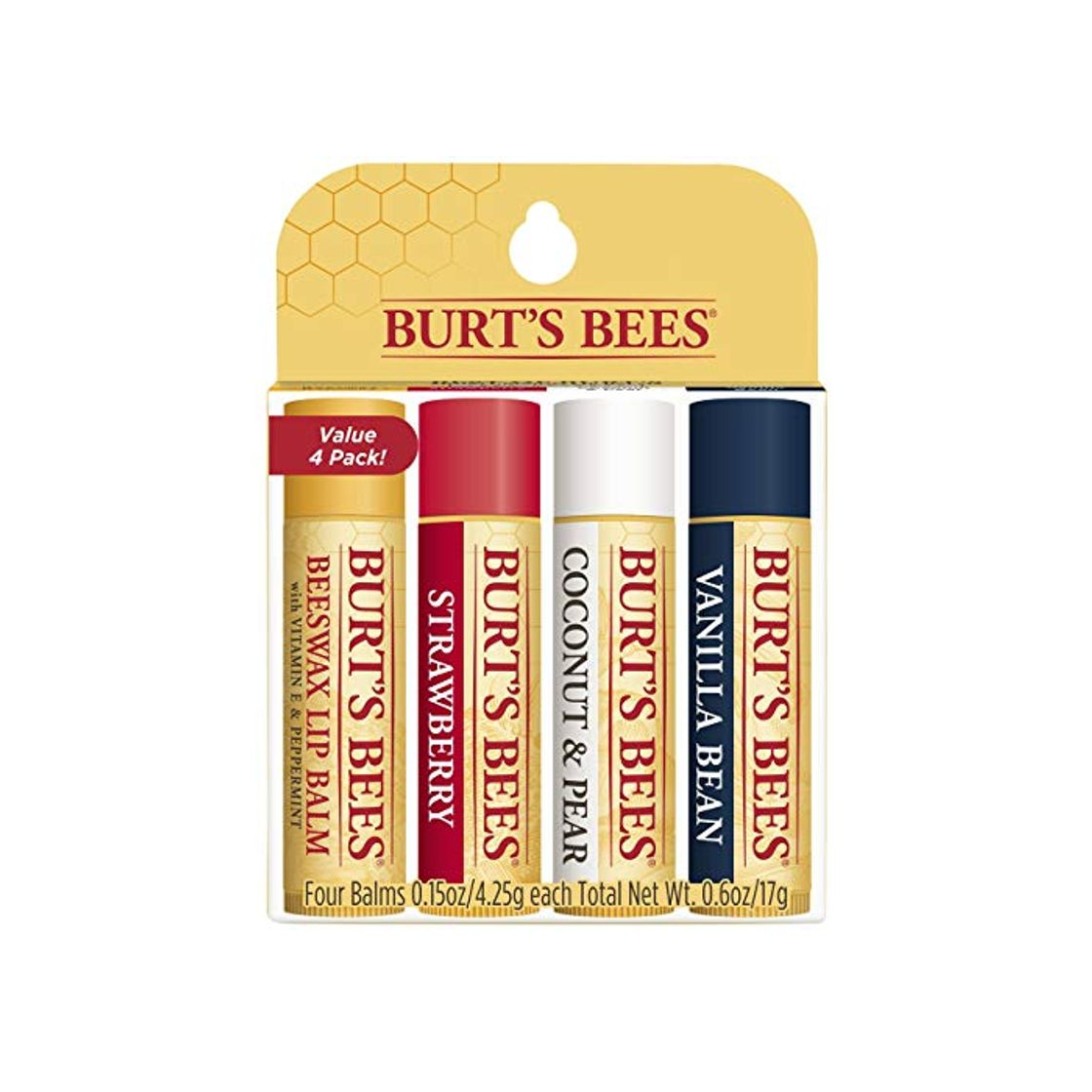 Product Bálsamo labial hidratante de origen 100 % natural Best of Burt's Bees. Pack