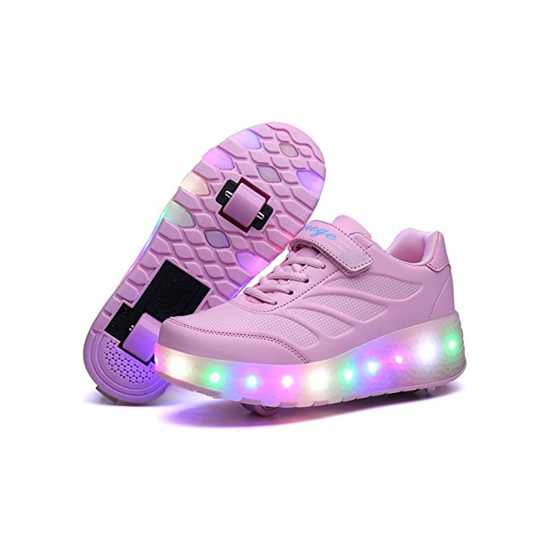 Product Led Luces Zapatos con Ruedas Dobles para Pequeños Niños y Niña Automática Calzado de Skateboarding Deportes de Exterior Patines en Línea Brillante Mutilsport Aire Libre y Deporte Gimnasia Zapatillas