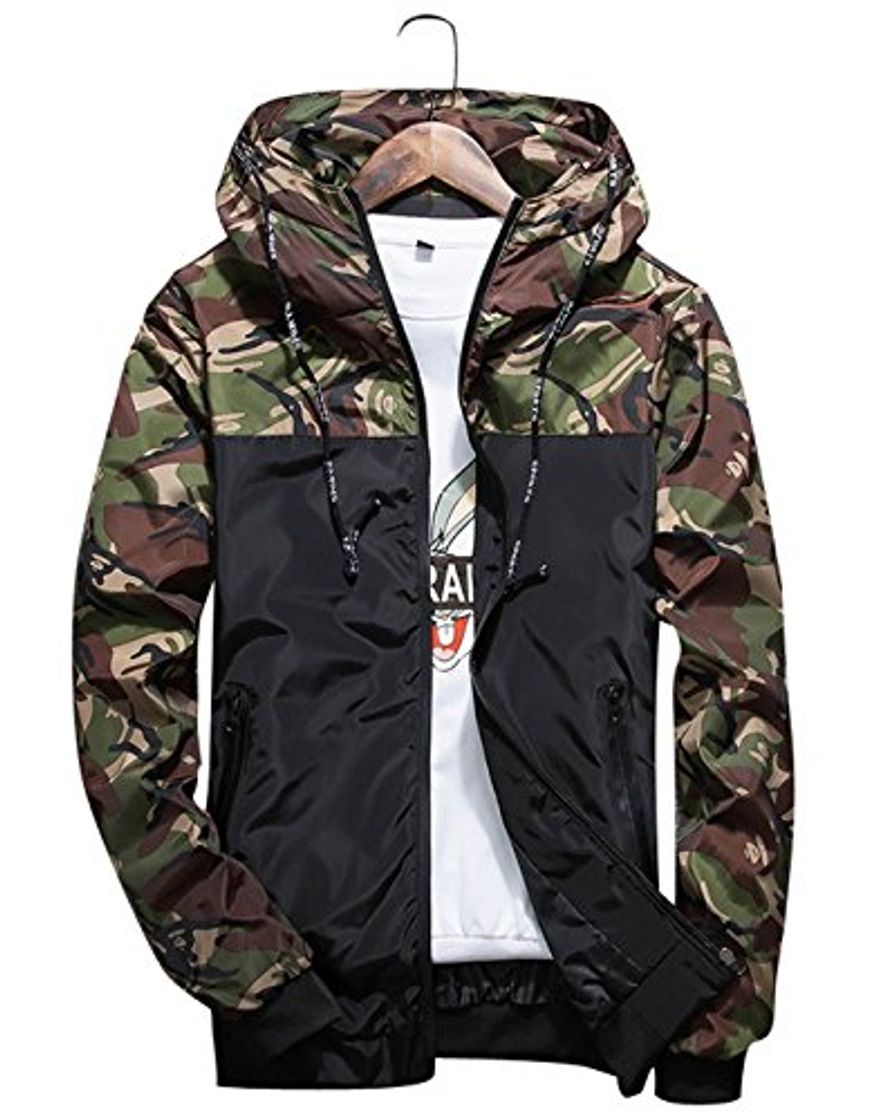 Fashion shepretty Hombre Softshell Funciones Chaqueta para Exterior Impermeable Color Verde Cortavientos